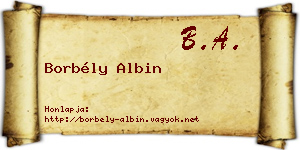 Borbély Albin névjegykártya